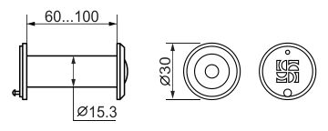 DVZ2, глазок, 16/200/60x100 (оптика пластик, угол обзора 200) CP Хром