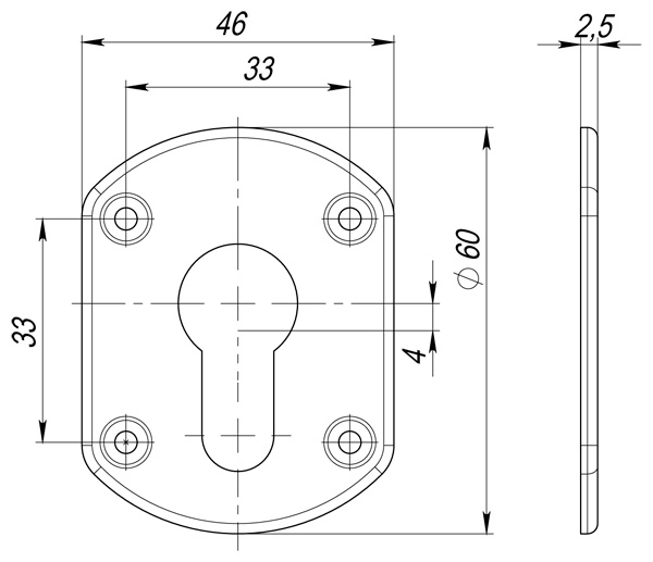 Декоративная накладка ESC031-CP-8 (ХРОМ) на цилиндр (2 шт)
